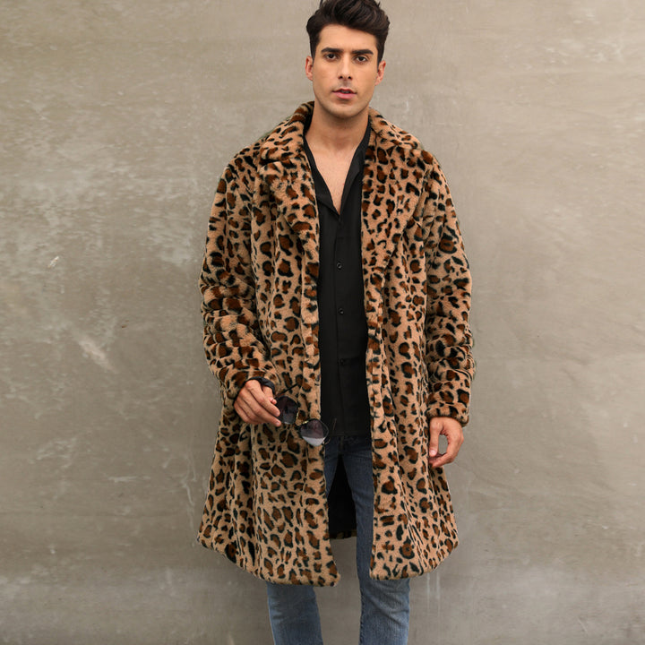 Herren Modischer Leopardenfell-Mantel Drune