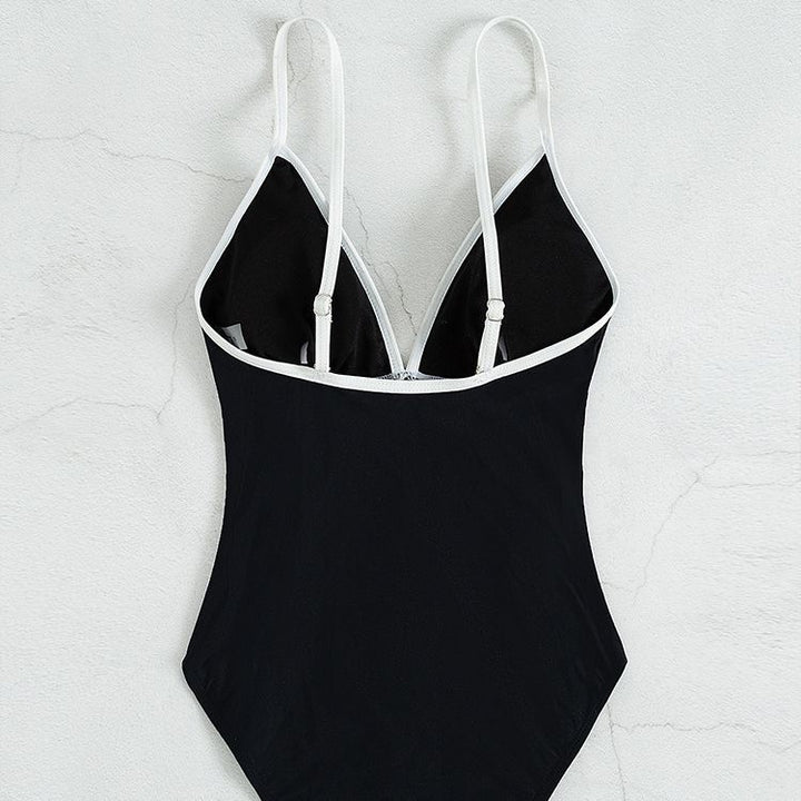 Damen eleganter Badeanzug mit Kontrastnähten Drune