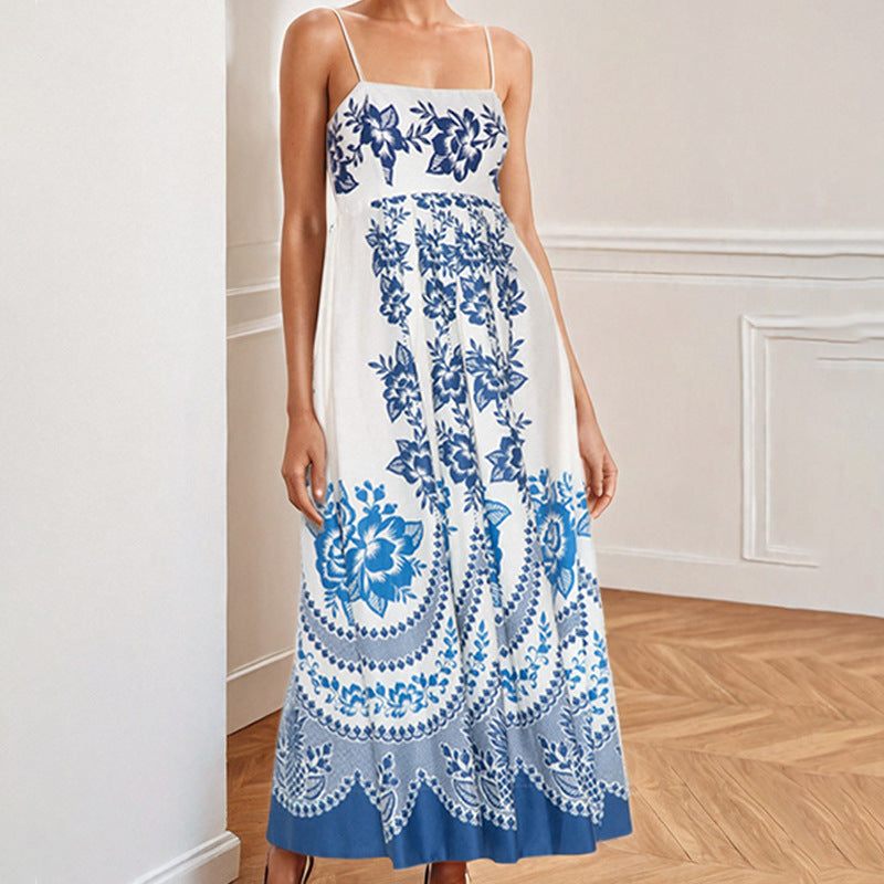 Damen Maxi-Kleid mit elegantem floralen Design und schwingendem Rock Drune