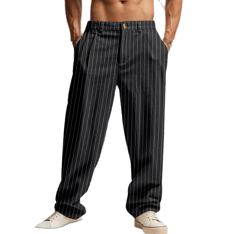 Herren lässige Strandhose mit komfortabler Passform und stilvollem Nadelstreifenmuster Drune