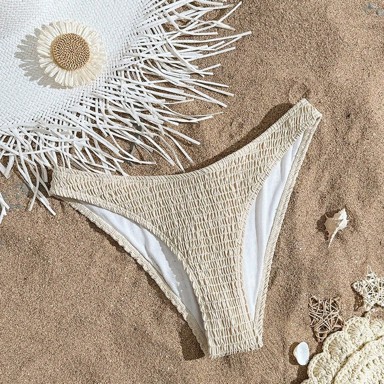 Damen Bikinihöschen mit elastischem Rüschendesign und hohem Beinausschnitt Drune