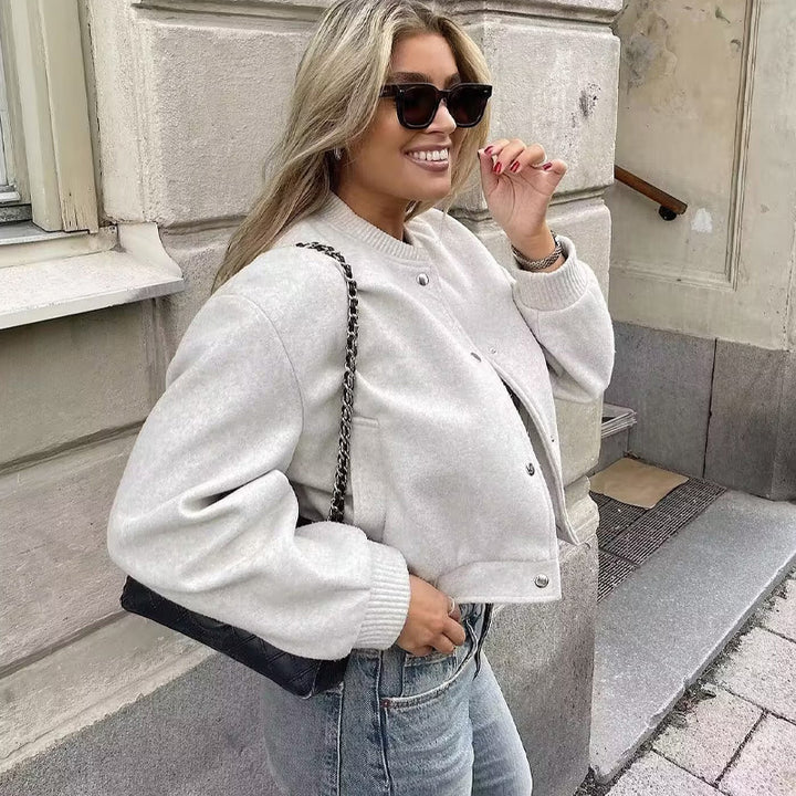 Damen modische Sweatjacke mit Knopfverschluss und praktischen Taschen Drune