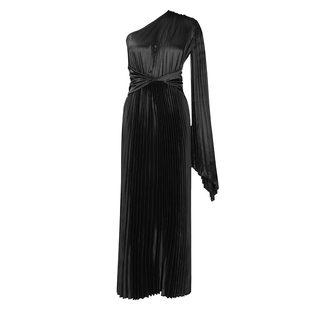 Damen Maxikleid mit eleganter asymmetrischer Drapierung und taillierter Wickeloptik Drune