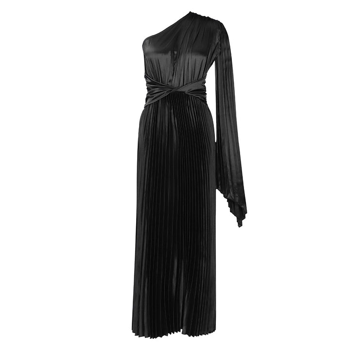 Damen Maxikleid mit eleganter asymmetrischer Drapierung und taillierter Wickeloptik Drune