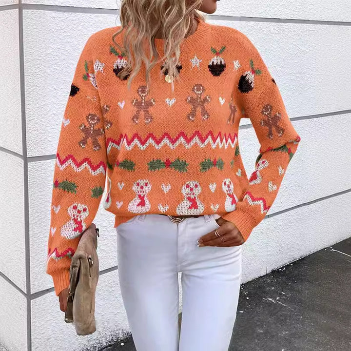 Damen festlicher Strickpullover mit verspieltem Weihnachtsmotiv Drune