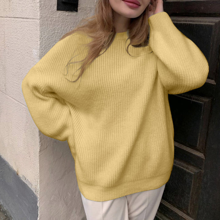 Damen oversized Strickpullover mit lockerem Schnitt und feiner Textur Drune