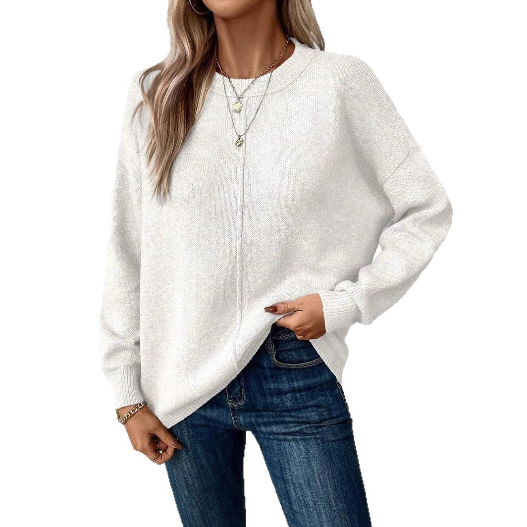 Damen Bequemer Strickpullover mit seitlichem Schlitz Drune