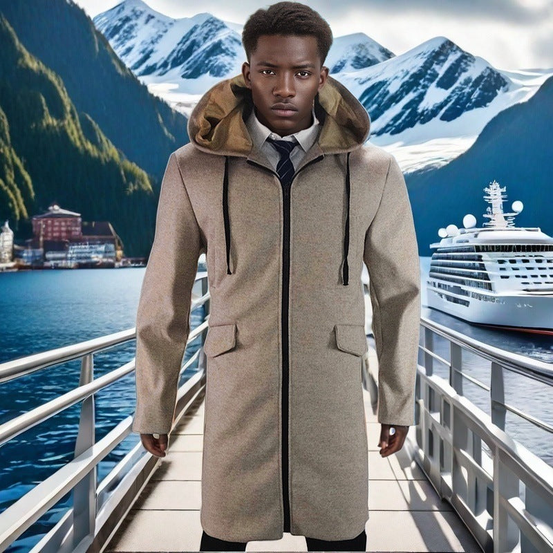 Herren eleganter Parka mit Kapuze und praktischen Taschen Drune