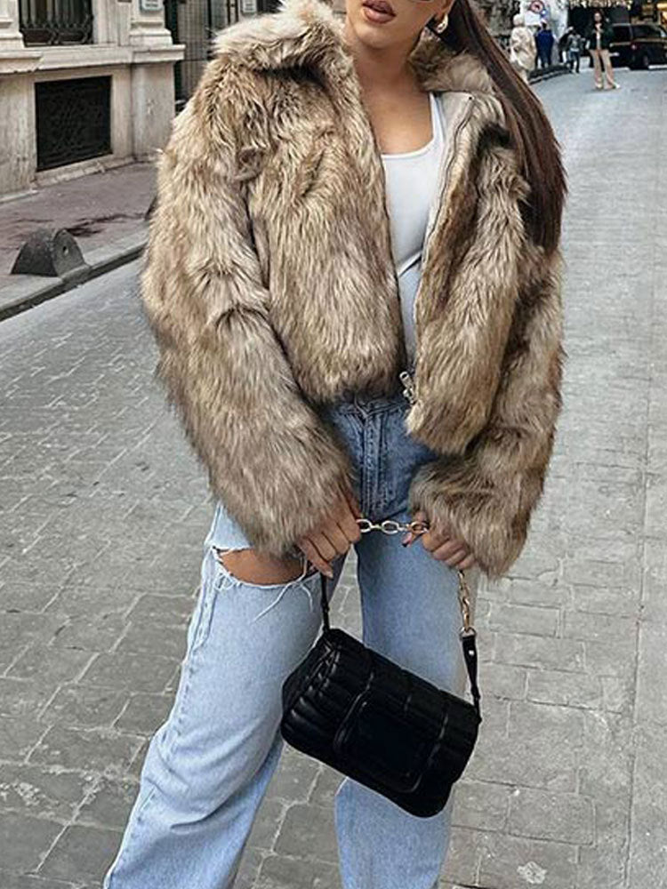 Damen kuschelige Teddy-Jacke mit modischem Schnitt Drune