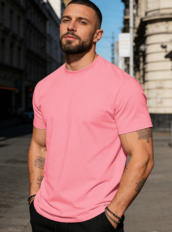 Herren nan körperbetontes hochwertiges Baumwollshirt mit Rundhalsausschnitt Drune