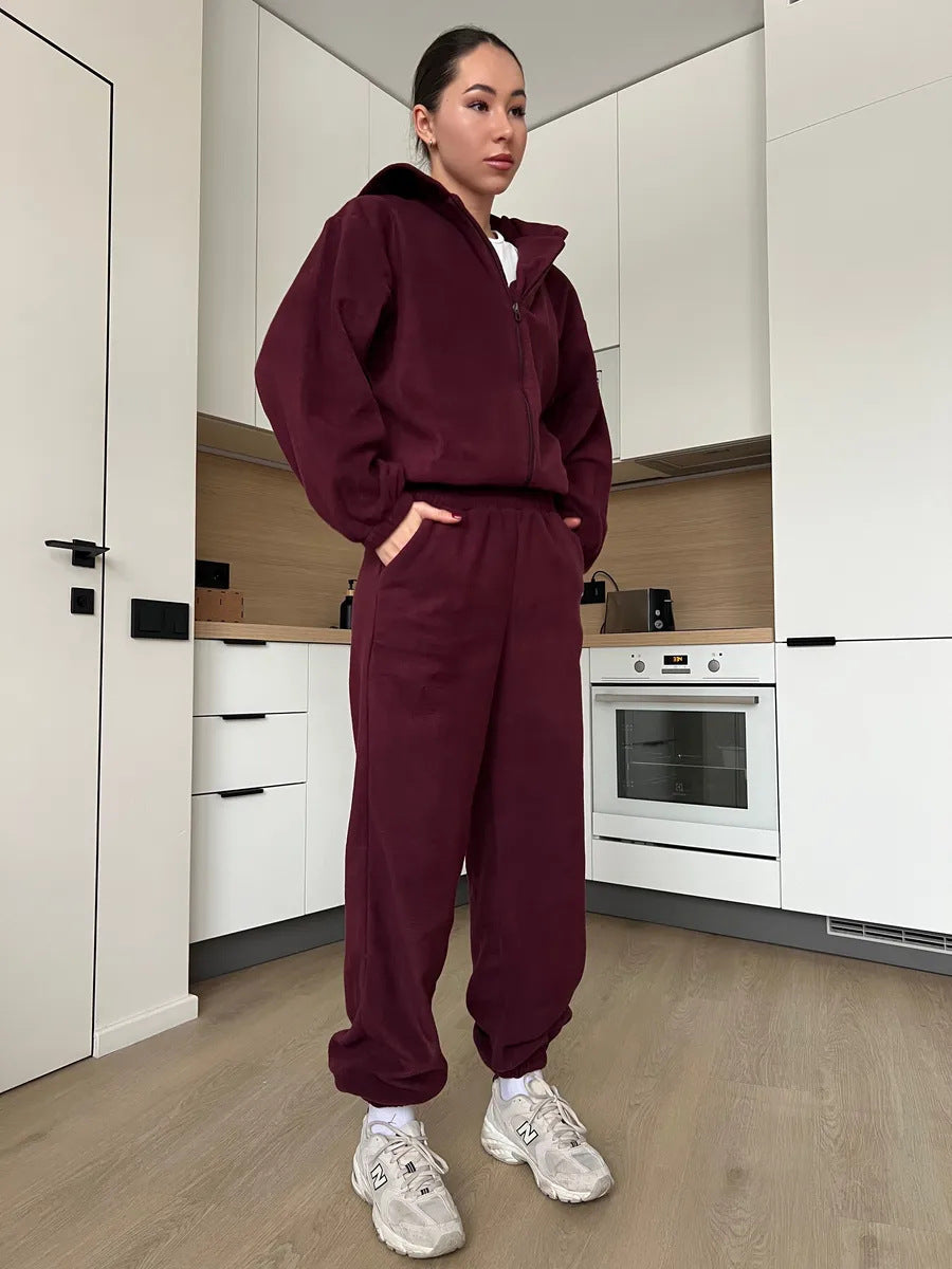 Damen Fleece-Jogginganzug mit Kapuze Drune