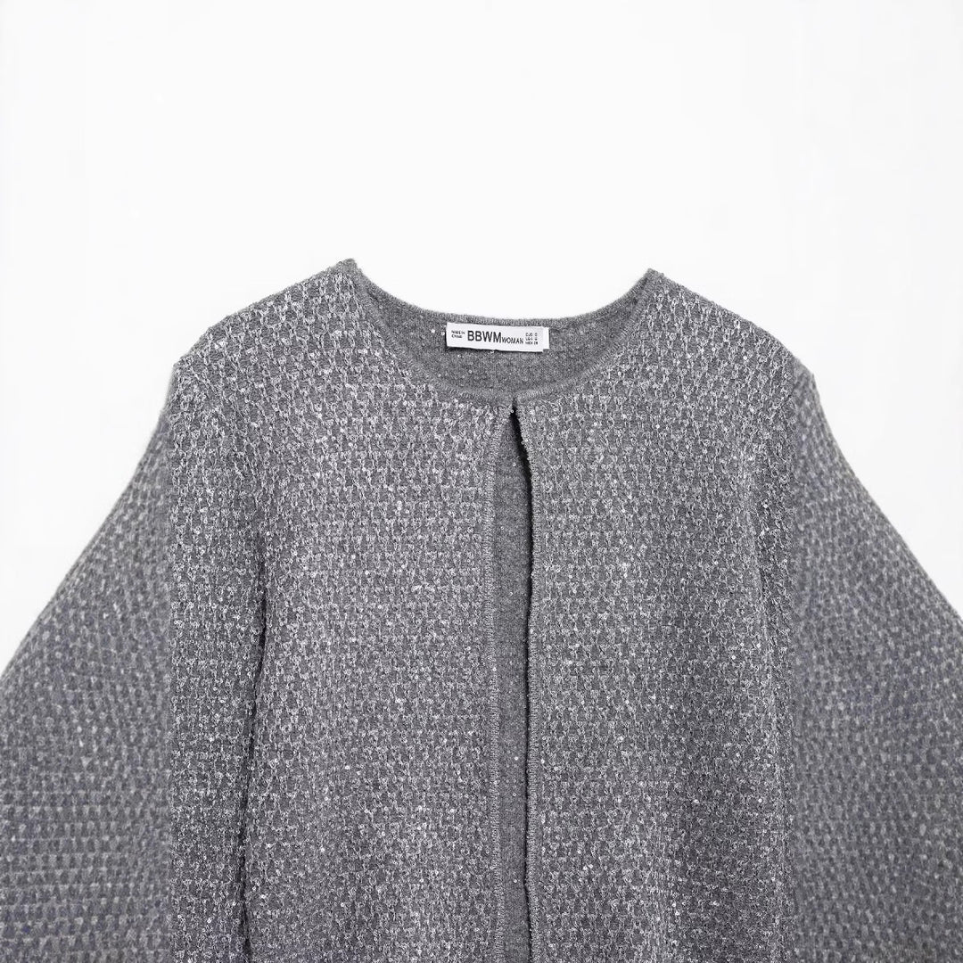 Damen elegante Strickjacke mit unifarbenem Muster Drune