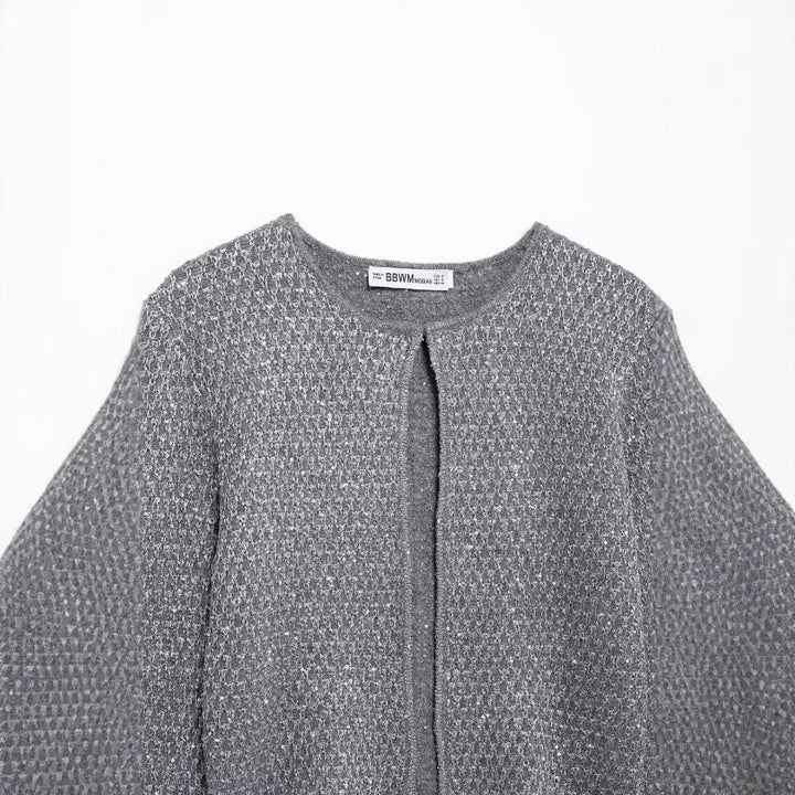 Damen elegante Strickjacke mit unifarbenem Muster Drune
