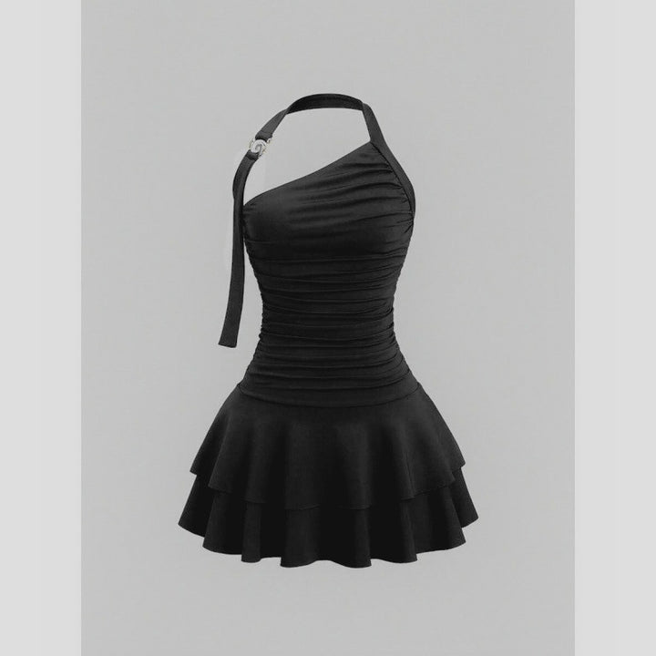 Damen asymmetrisches Wickelkleid mit gerafftem Design Drune