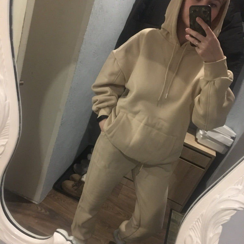 Damen Freizeit-Loungewear-Set mit gemütlichem Kapuzenpullover und bequemen Jogginghosen Drune