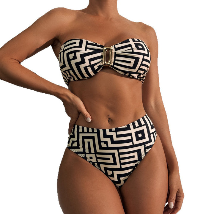 Damen Bandeau-Bikini mit geometrischem Design Drune