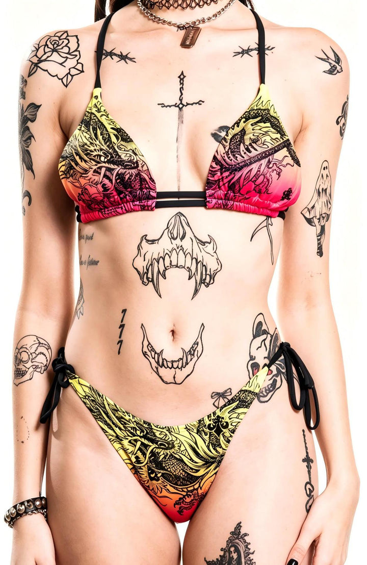 Damen Triangel-Bikini mit kreativem Muster Drune