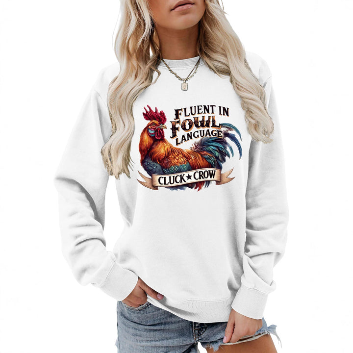 Damen Sweatshirt mit humorvollem Hühnermotiv und bequemer Passform Drune