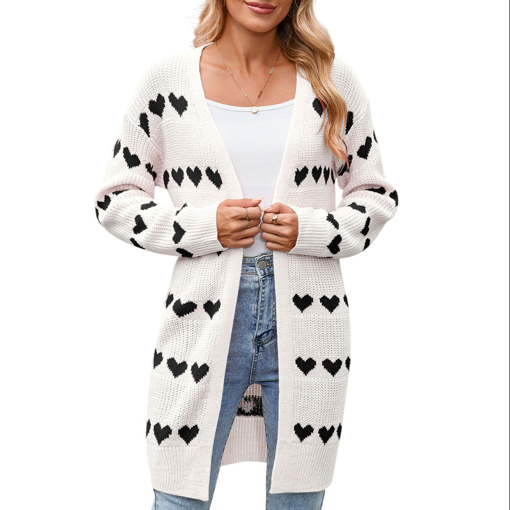 Damen Strickjacke mit herzförmigem Muster Drune