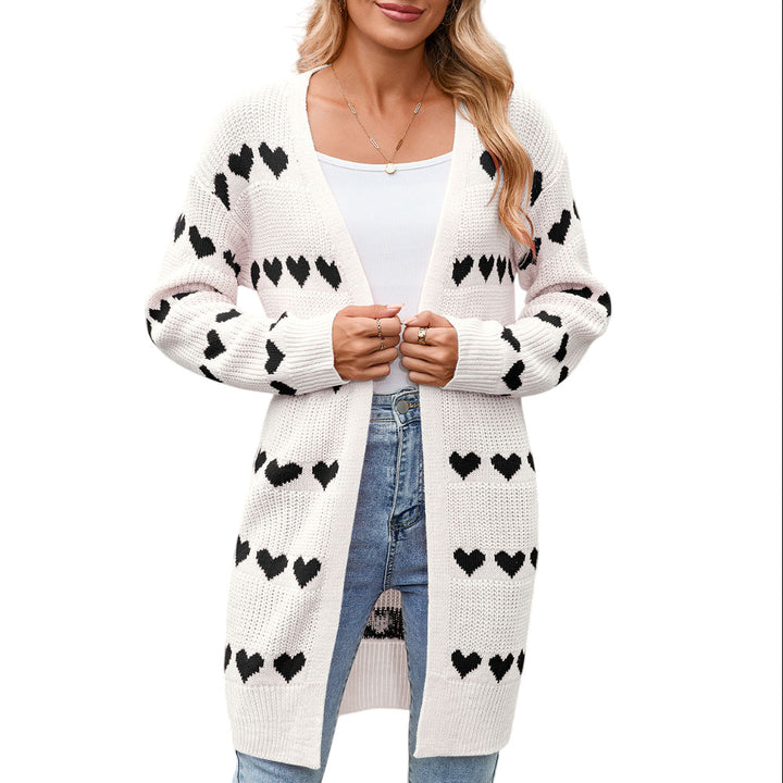 Damen Strickjacke mit herzförmigem Muster Drune