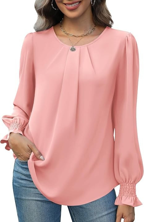 Damen elegante Bluse mit Puffärmeln Drune