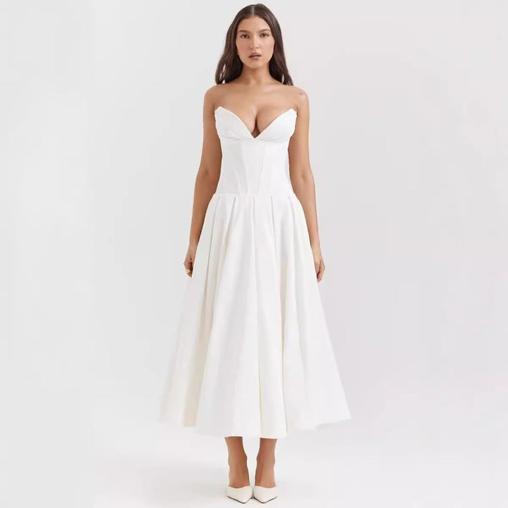 Damen Abendkleid mit herzförmigem Ausschnitt und fließendem Rock Drune