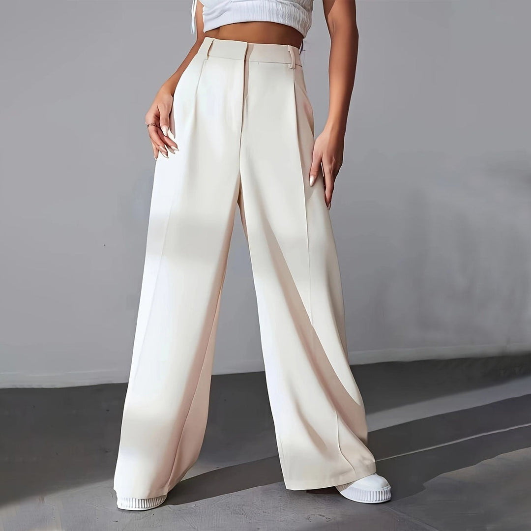 Damen weite Hochtaillen-Hose mit eleganter Faltenlegung und zeitgemäßem Schnitt Drune