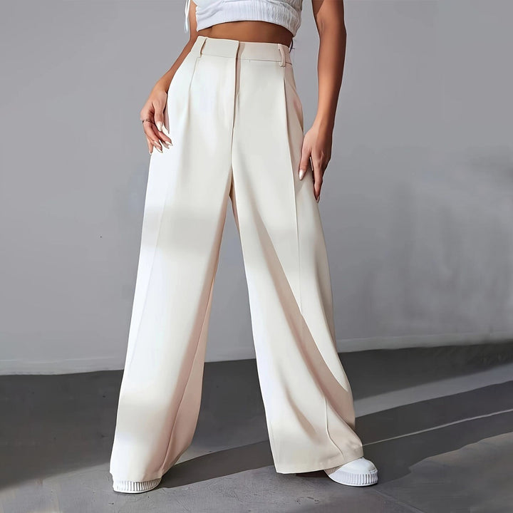 Damen weite Hochtaillen-Hose mit eleganter Faltenlegung und zeitgemäßem Schnitt Drune