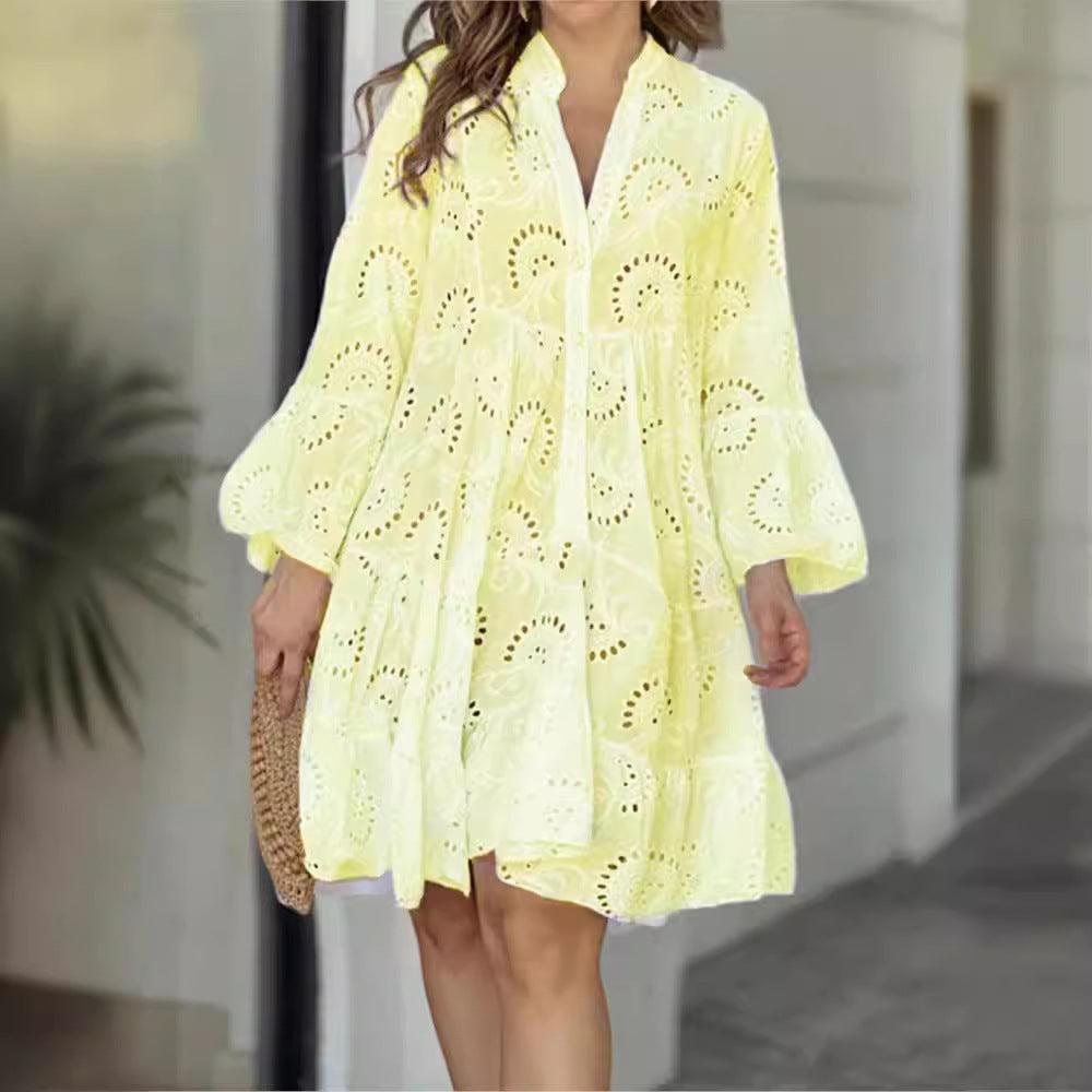 Damen Fließendes Bohemian Sommerkleid Drune