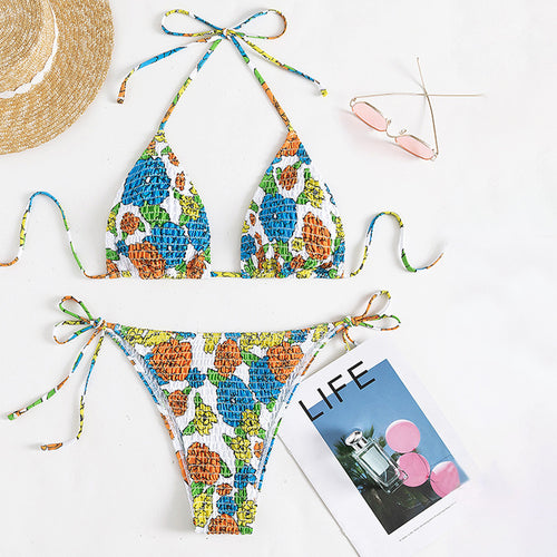 Damen Triangel-Bikini mit verspieltem Raff-Design Drune