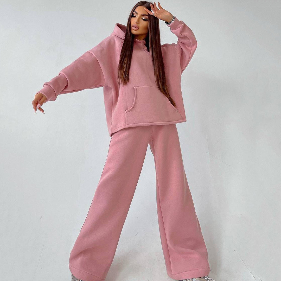 Damen nan weiches Oversize Hoodie mit weitem Schlag Jogginghose Set Drune