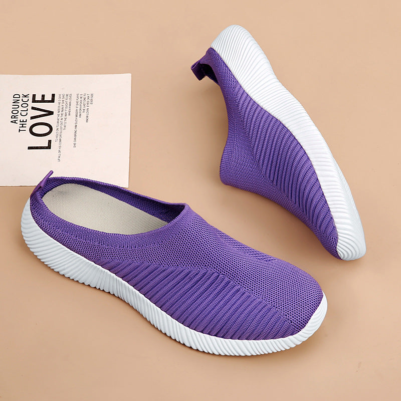 Damen nan ultraleichter Slip-On-Freizeitschuh mit nahtlosem Netzstrick, ergonomischer Fersenlasche und flexibler Wellenlaufsohle Drune