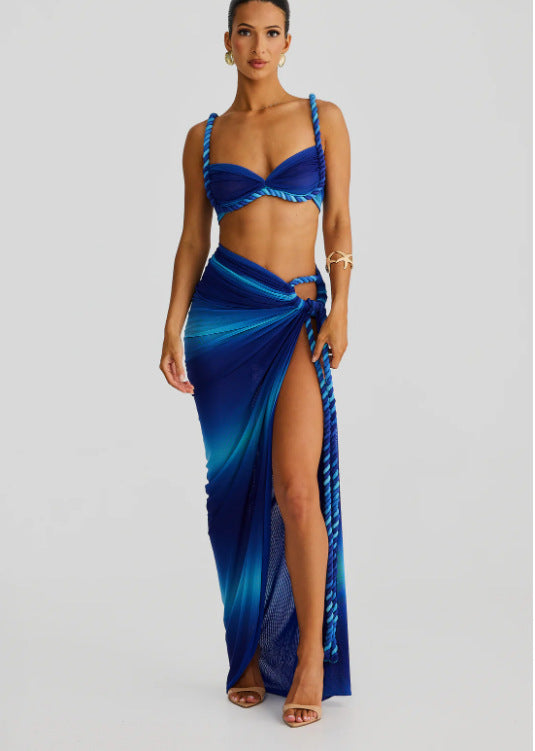 Damen Bikiniset mit elegantem Wickeltuch und kunstvollen Schnürdetails Drune