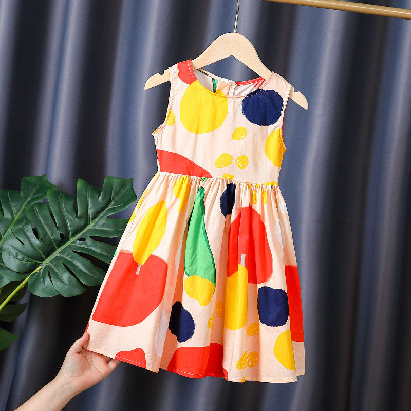 Mädchen Sommerkleid mit buntem Punkten-Design Drune