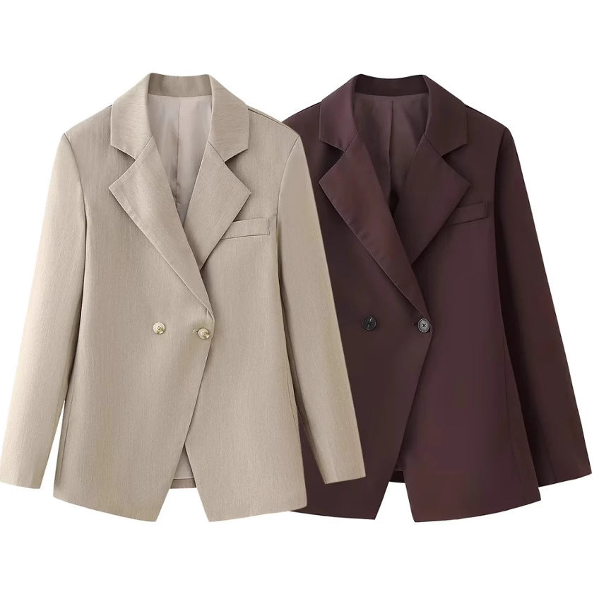 Damen eleganter, doppelreihiger Blazer mit klassischem Revers Drune