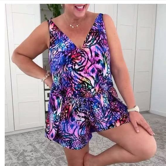 Damen lässiger Overall mit buntem Tiermuster Drune