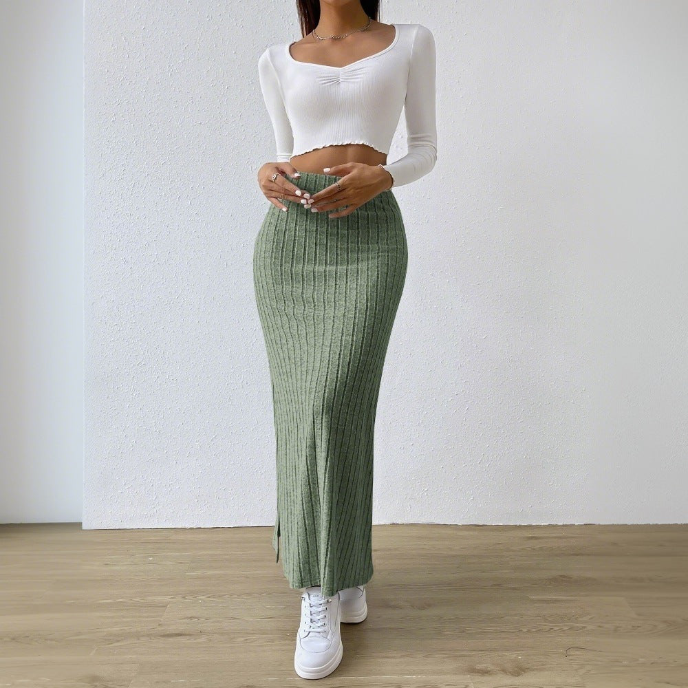 Damen Maxirock mit elegantem Rippendesign und seitlichem Schlitz Drune