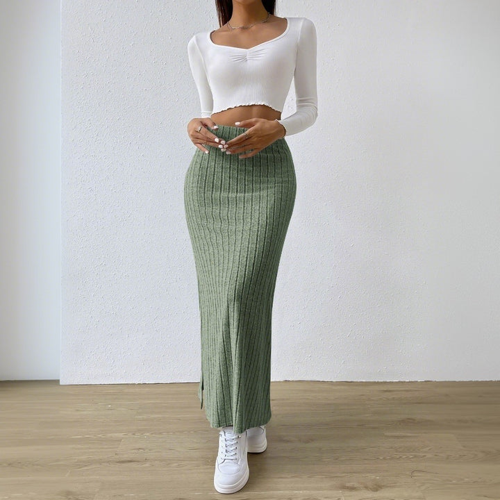 Damen Maxirock mit elegantem Rippendesign und seitlichem Schlitz Drune
