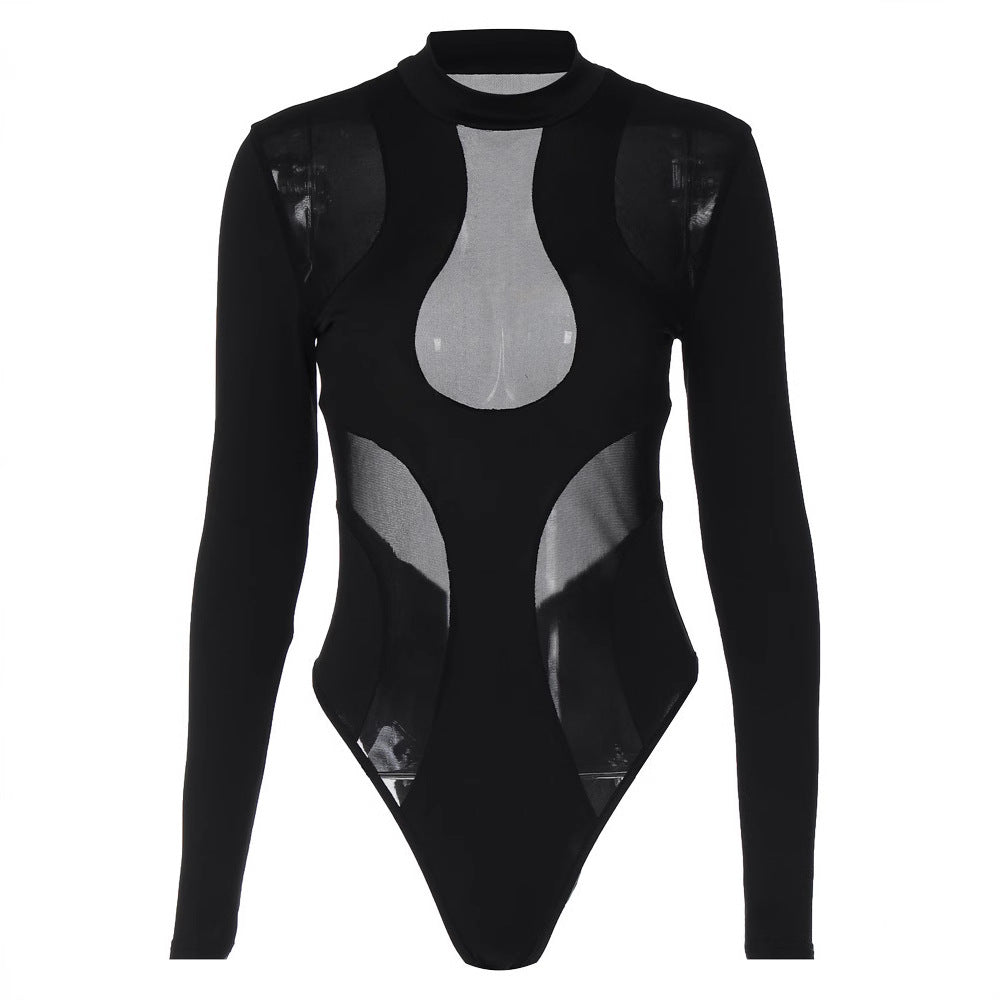 Damen Langarm-Body mit transparenten Einsätzen Drune