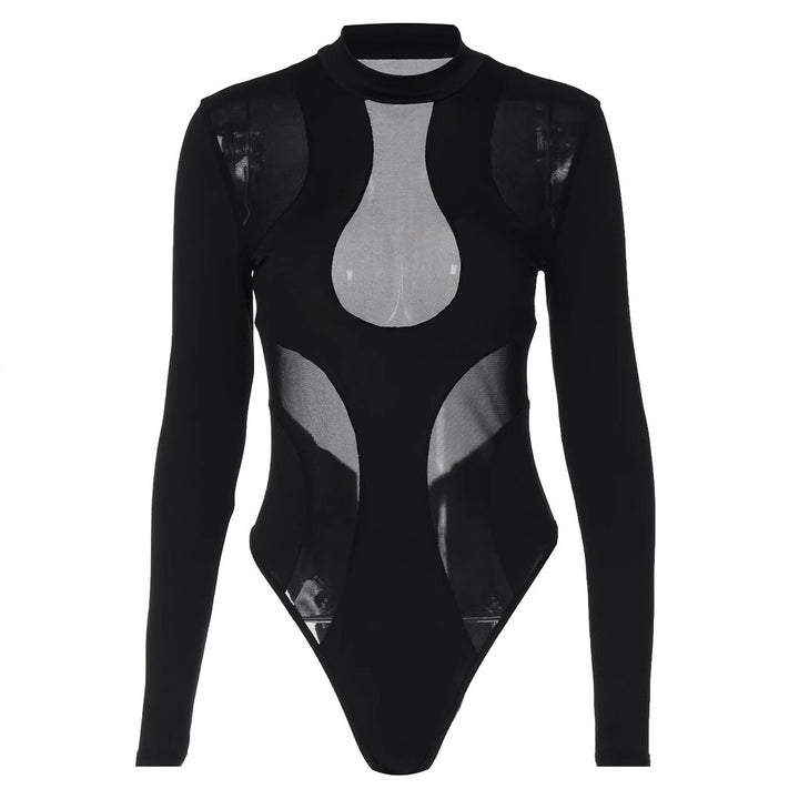 Damen Langarm-Body mit transparenten Einsätzen Drune