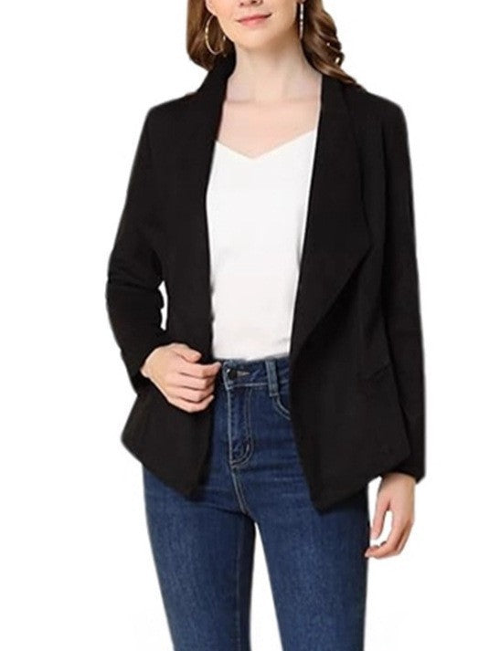 Damen Kunstlederblazer mit lässigem Schnitt und modischem Revers Drune
