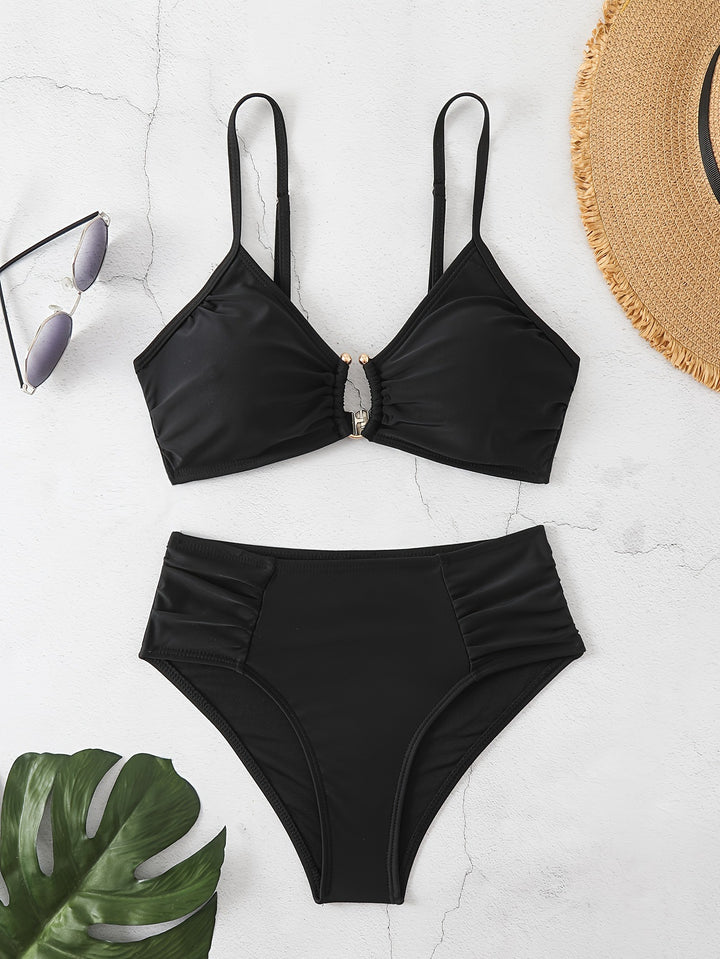 Damen Hochtailliertes Bikini-Set mit raffiniertem Rüschendesign Drune