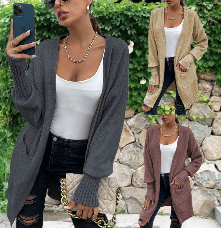 Damen casual Strickjacke mit offenen Seiten und tiefen Taschen Drune