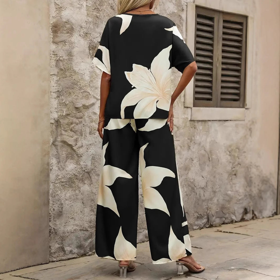 Damen entspanntes Jumpsuit mit floralem Design und elastischem Bund Drune