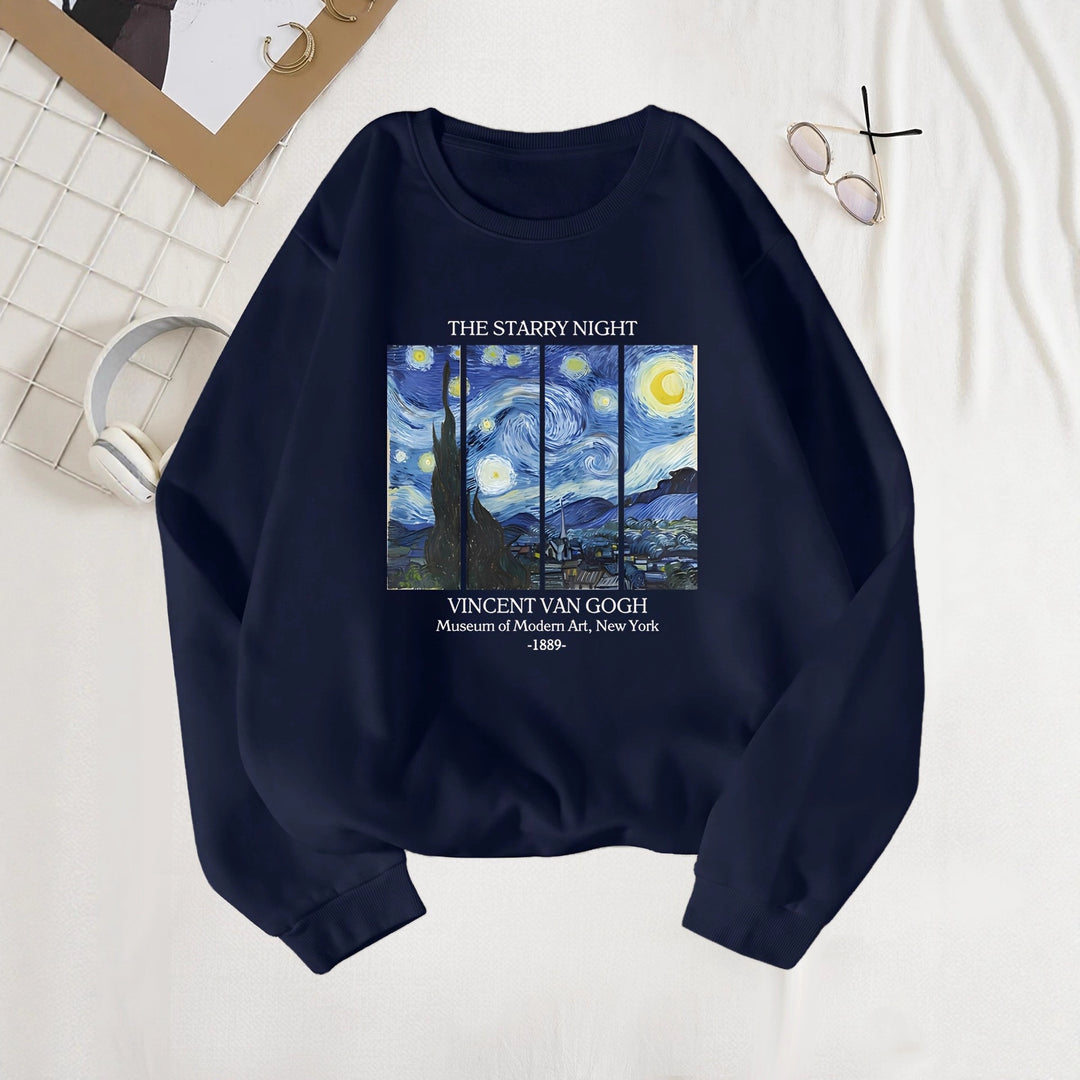 Damen Sweatshirt mit klassischem Van Gogh Kunstmotiv Drune