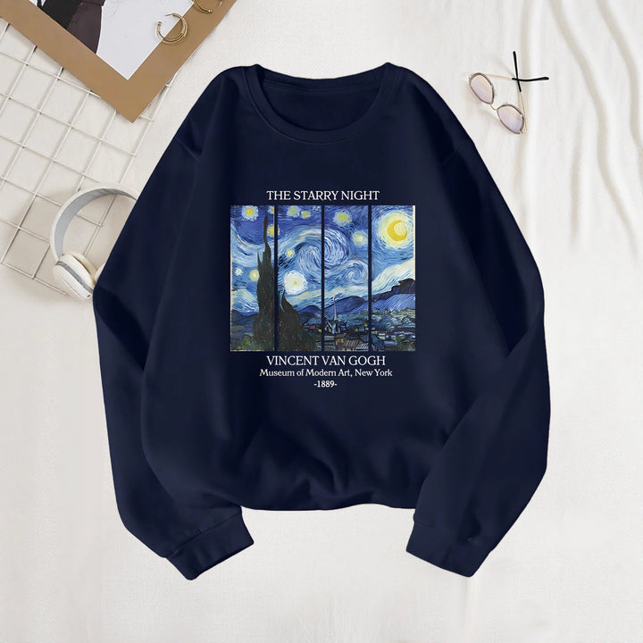Damen Sweatshirt mit klassischem Van Gogh Kunstmotiv Drune