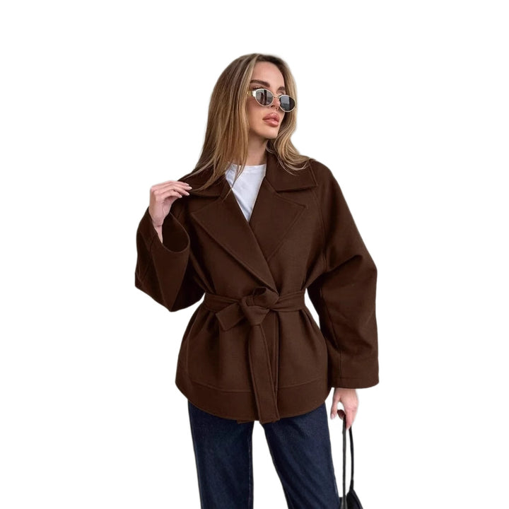 Damen Modische Wickeljacke aus hochwertigem Material mit taillierbarem Gürtel Drune