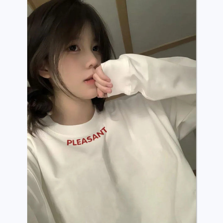 Damen lässiges Langarmshirt mit großzügigem Schnitt Drune