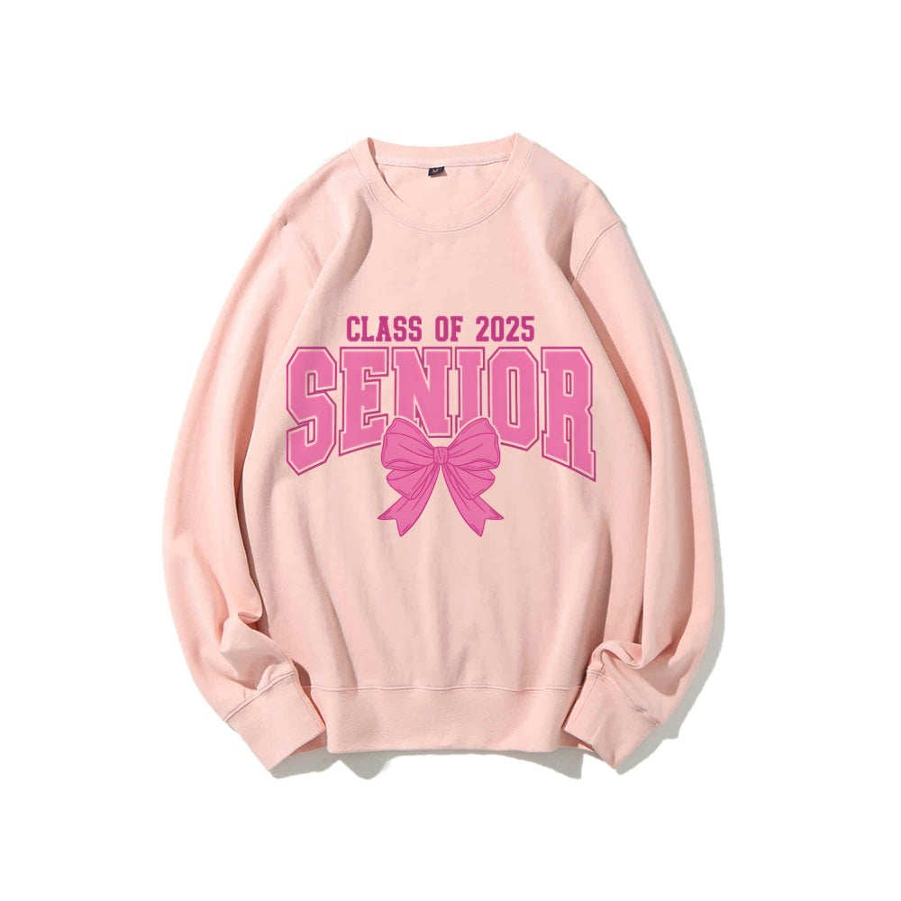 Damen Sweatshirt mit Abschlussjahr und dekorativem Schleifendesign Drune