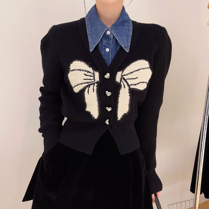 Damen Strickjacke mit großem Schleifendetail Drune